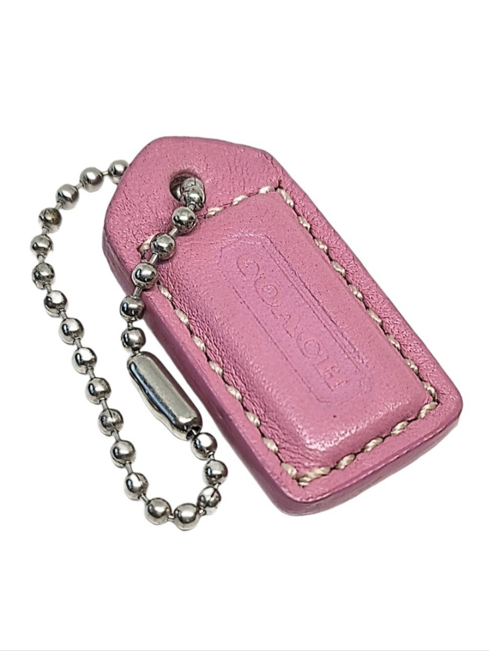 🆕 Mini Coach 1.5" Papaya Pink Matte Leather Hangtag Charm Bag Fob Keychain Y2K